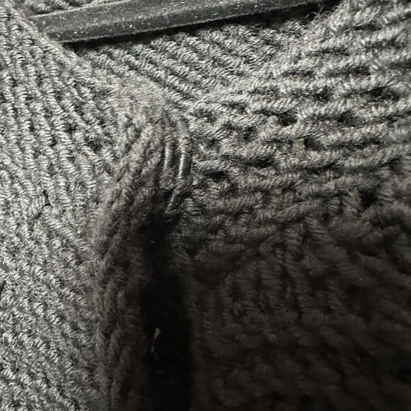 Blue Les Copains Womens Chunky Knit Cardigan Sweater Size XL Black Boho Textured - Picture 8 of 10